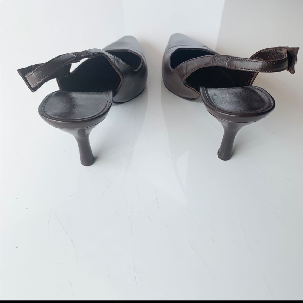 SALVATORE FERRAGAMO Slingback leather  Rhinestone Pin Detail - Picture 6 of 9